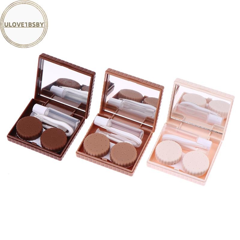 Ulove1bsby น่ารักบิสกิตหมีคอนแทคเลนส์แบบพกพาสีคอนแทคเลนส์เลนส์กล่องแว่นตา Care Organizer สําหรับสาวข