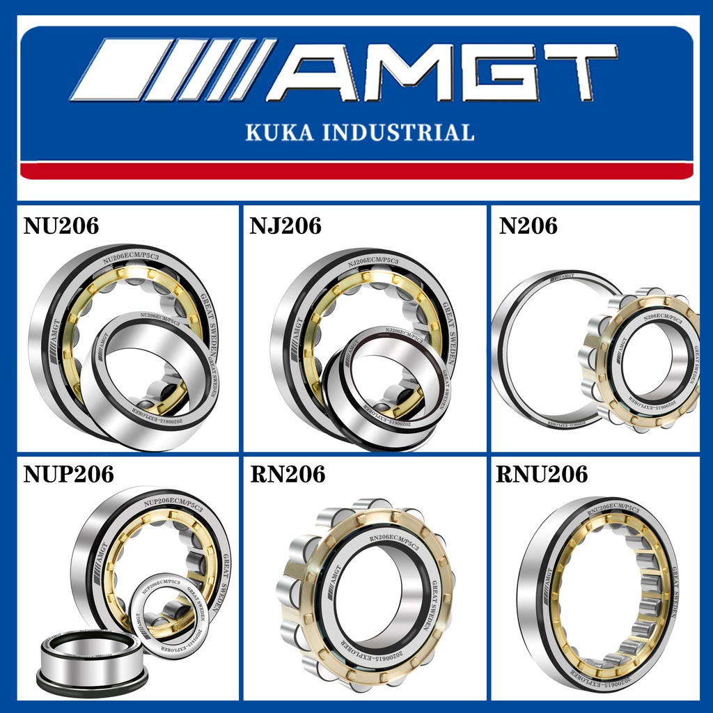 AMGT นําเข้าแบริ่งลูกกลิ้งทรงกระบอกประสิทธิภาพสูง N206 NJ206 NU NU NUP RN RNU NCF NF