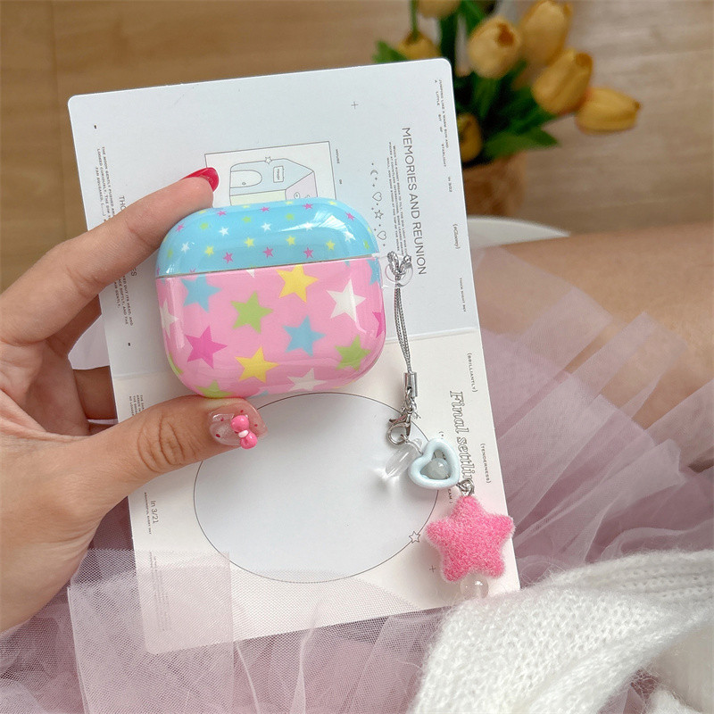 ดาวสีบล็อกสําหรับ Airpods 1/2 3 Pro2 Pro3 Airpods4 ชุดหูฟังไร้สายบลูทูธป้องกันกรณี AirPods pro2 Pro3 3 4 หูฟังป้องกันกรณี
