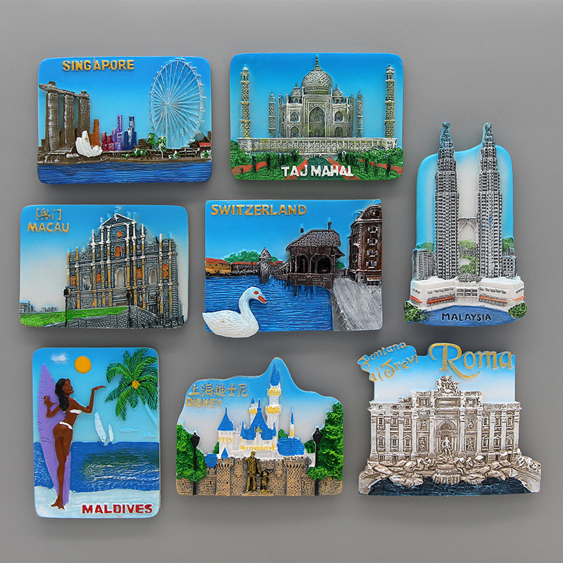 Macao malaysia mldives roma china Shanghai Singapore switzerland ทัชมาฮาล india 3d pridge แม่เหล็กตกแต่งบ้าน