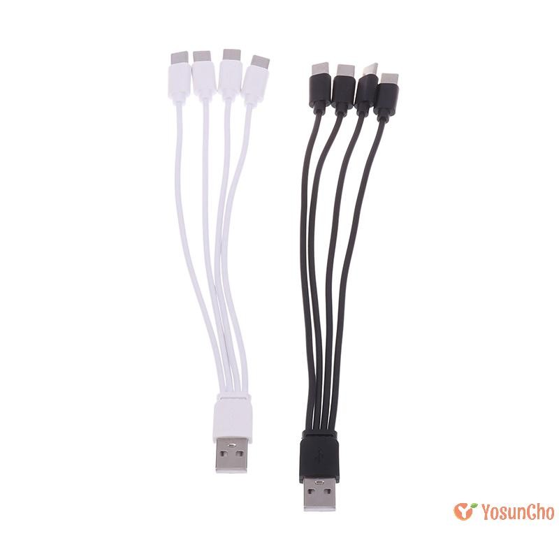 YosunCho] 20 ซม.4 In 1 USB C สายชาร์จ 4 พอร์ต USB Splitter สายชาร์จ Type C Connector สําหรับโทรศัพท์มือถือสมาร์ทโฟนแท็บเล็ตใหม่