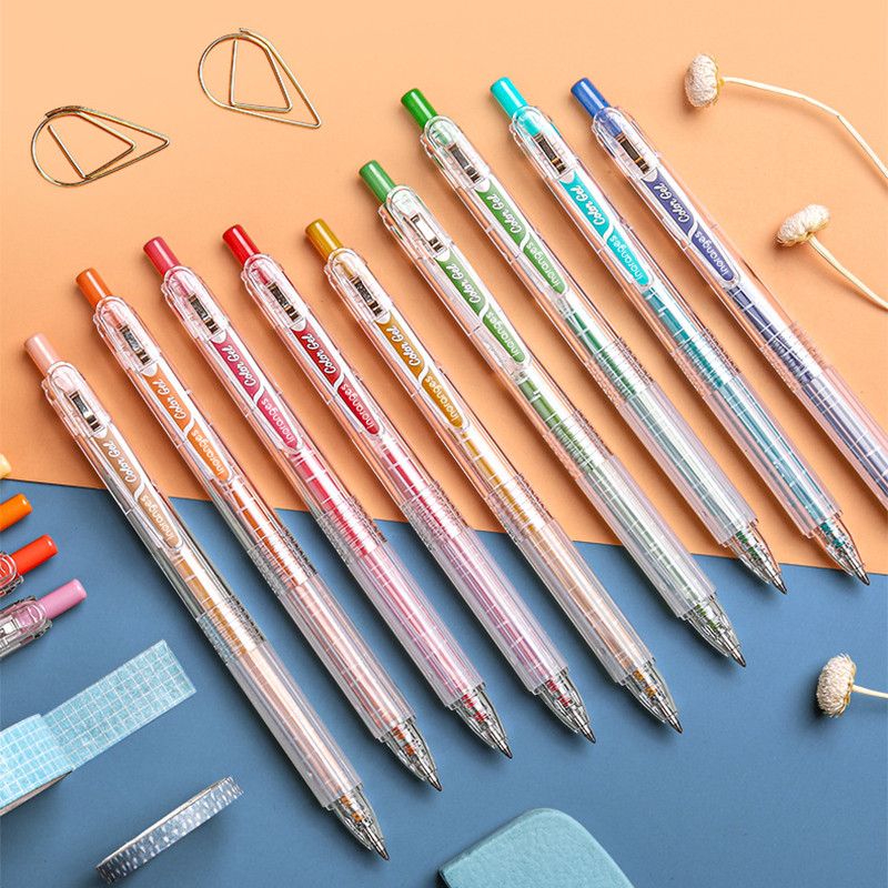 ชุดปากกาเจลสี 9 ชิ้น 0.5 มม. ชุดปากกาสี สี Morandi ปากกากดบน ปลายปากกาน่ารักสําหรับ โรงเรียนเครื่องเขียนสํานักงาน - รูปที่ 4