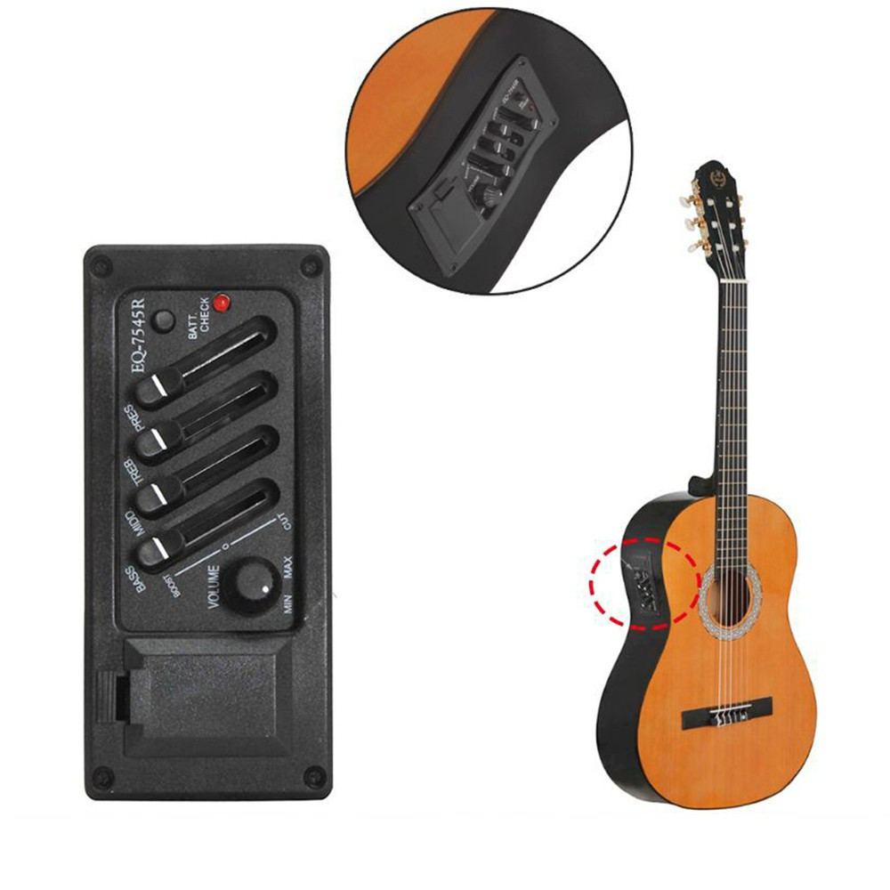 *จัดส่งในพื้นที่* กีต้าร์โปร่ง 4 Band EQ Preamp Equalizer Professional EQ7545R Pickup Amplifier