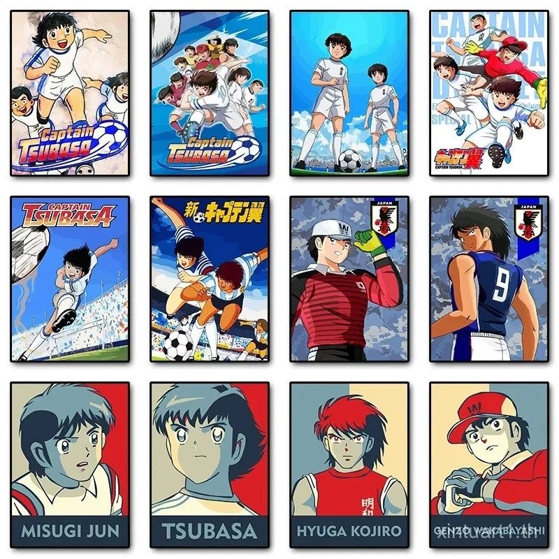 ญี่ปุ่นอะนิเมะ eanime Captain Tsubasa การ์ตูน Art โปสเตอร์พิมพ์ภาพวาดผ้าใบภาพผนังสำหรับเนอสเซอรี่ KIDS Room Home Decor whyb