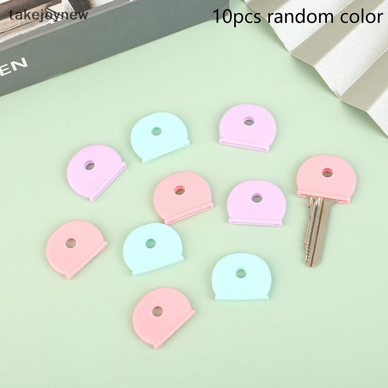 [takejoynew] 10 ชิ้นผสมสี PVC กุญแจพลาสติกหมวก Topper กรณียืดหยุ่นสําหรับ DIY พวงกุญแจหัวยางหมวกกุญแจล็อคแท็ก ID เครื่องหมาย KLB