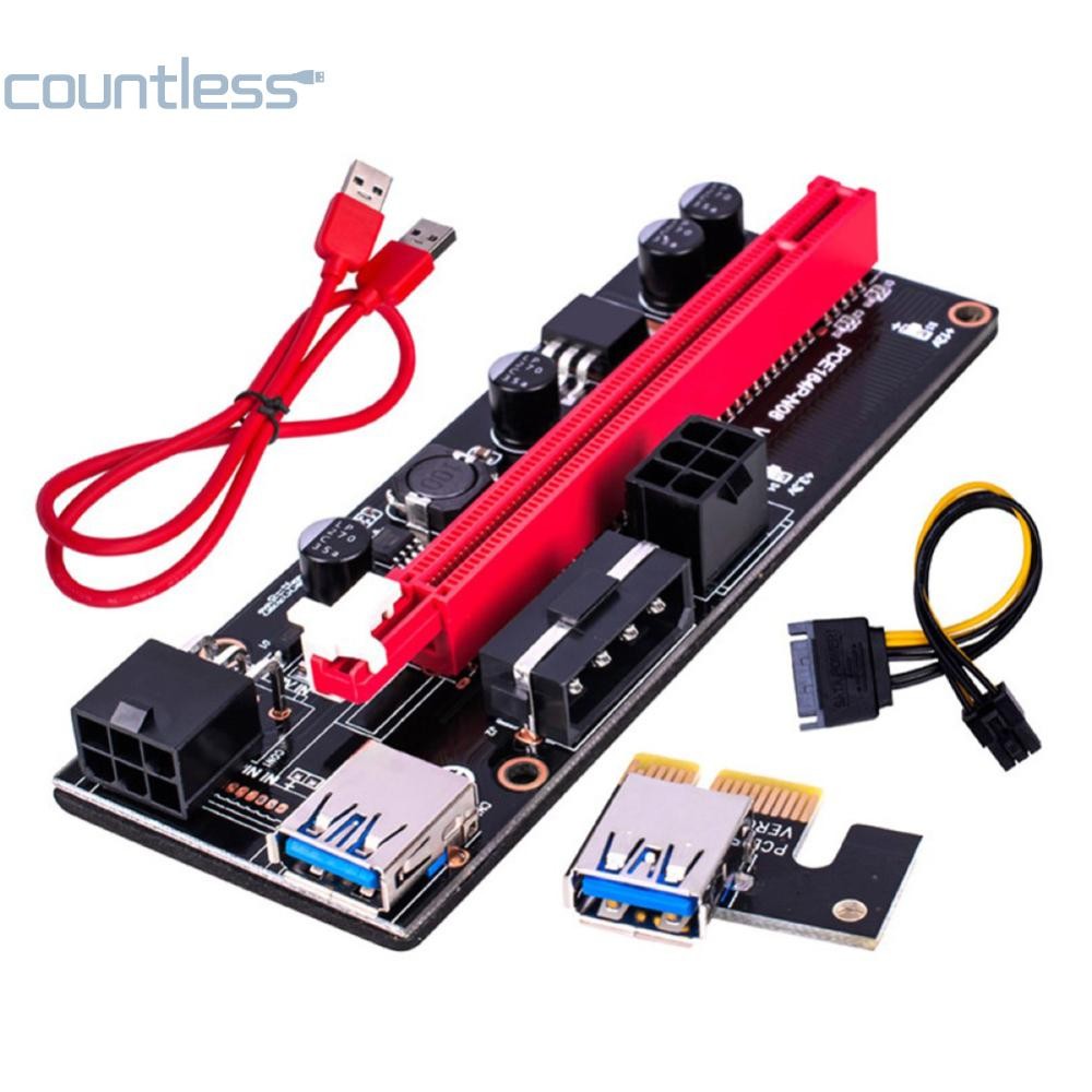 Au Ver009S PCI-e Riser Ver 009S PCI Express 1X ถึง 16X อะแดปเตอร์สายเคเบิลข้อมูล USB 3.0 [นับเลข]