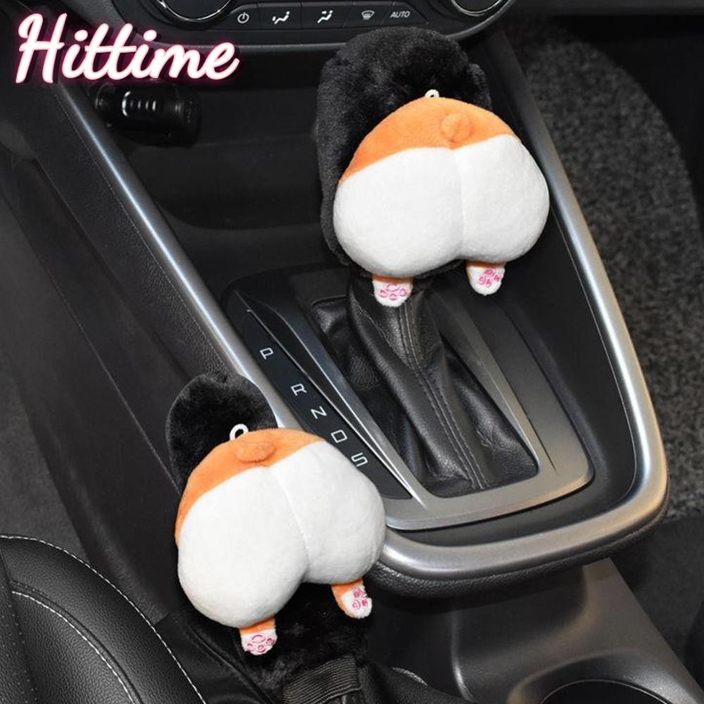 Hittime รถน่ารักหัวเกียร์ Shift COLLAR Shift Knob Grips ฝาครอบ Shift Lever Plush ตกแต่งฝาครอบอุปกรณ์