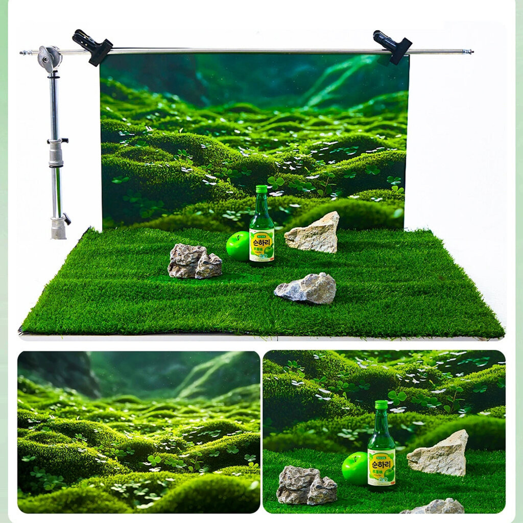 ฉากถ่ายรูปสินค้า 3มิติ ลายป่าไม้ ภูเขา น้ำตก ธรรมชาติ Forest Photography background