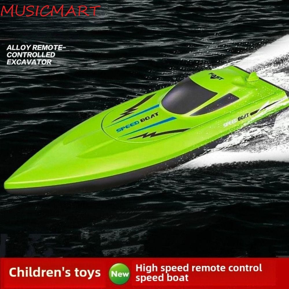 Musicmart เรือควบคุมระยะไกล, เรือ RC กันน้ําความเร็วสูง, เด็ก Sailing Boat 2.4G Long-lasting Wireless Speedboat ของเล่นน้ําฤดูร้อน