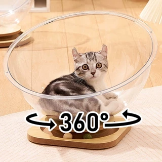 🐱แบบหมุนได้😻รังแมวแคปซูลอวกาศ 2in1 หลุมแมวตั้งพื้น หลุมอวกาศ บ้านแมว ของเล่นแมว ที่นอนอวกาศ จานเสียงไม้เนื้อแข็งอะคริลิค