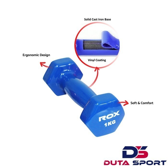 ROX Mini Vinyl Barbell 1 Kg Neoprene Dumbbell Barbell Dumbbell