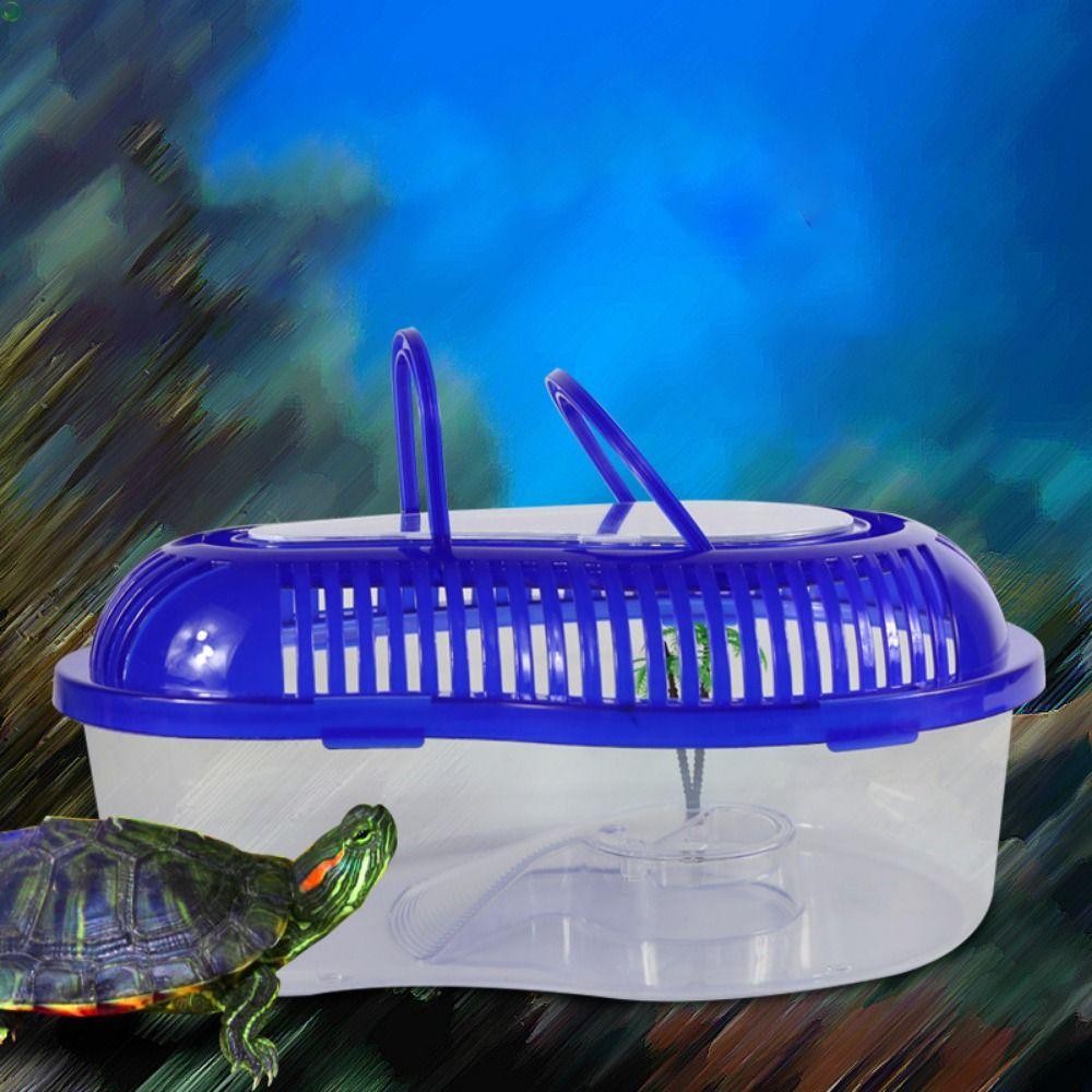 Needway Turtle Tank กล่องอาหารปลาทองแบบพกพาที่ใช้งานได้จริงพร้อมที่จับ เต่าพลาสติก Habitat