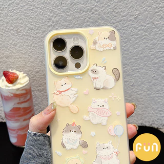 น่ารักแมวสุนัขเคลือบโทรศัพท์มือถือกรณีเข้ากันได้สําหรับ ไอโฟน 16 15 14 13 มือโปร สูงสุด 16โปรแม็กซ์ รูใหญ่ช็อกทนป้องกัน ทีพียู + พีซี 2 ใน 1 ปกหลัง