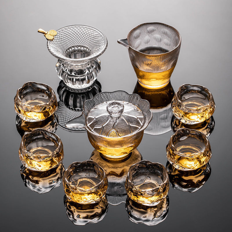 Guanyun Kung Fu ชุดชาชุดเล็กในครัวเรือนญี่ปุ่นกาน้ําชาแก้วถ้วยน้ําชาสํานักงานการประชุมแขกทนความร้อนช