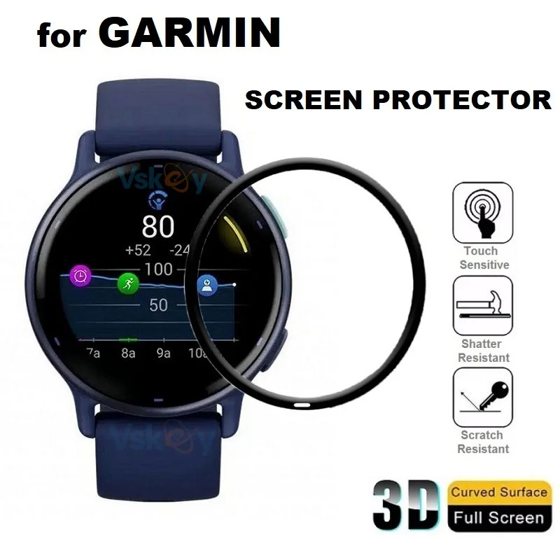 3D หน้าจอโค้ง Protector สําหรับ Garmin Vivoactive Vivosmart Vivomove Vivoactive 4 4S 5 6 Sport Trend Smartwatch Full Coverage Anti-Scratch ฟิล์มป้องกัน