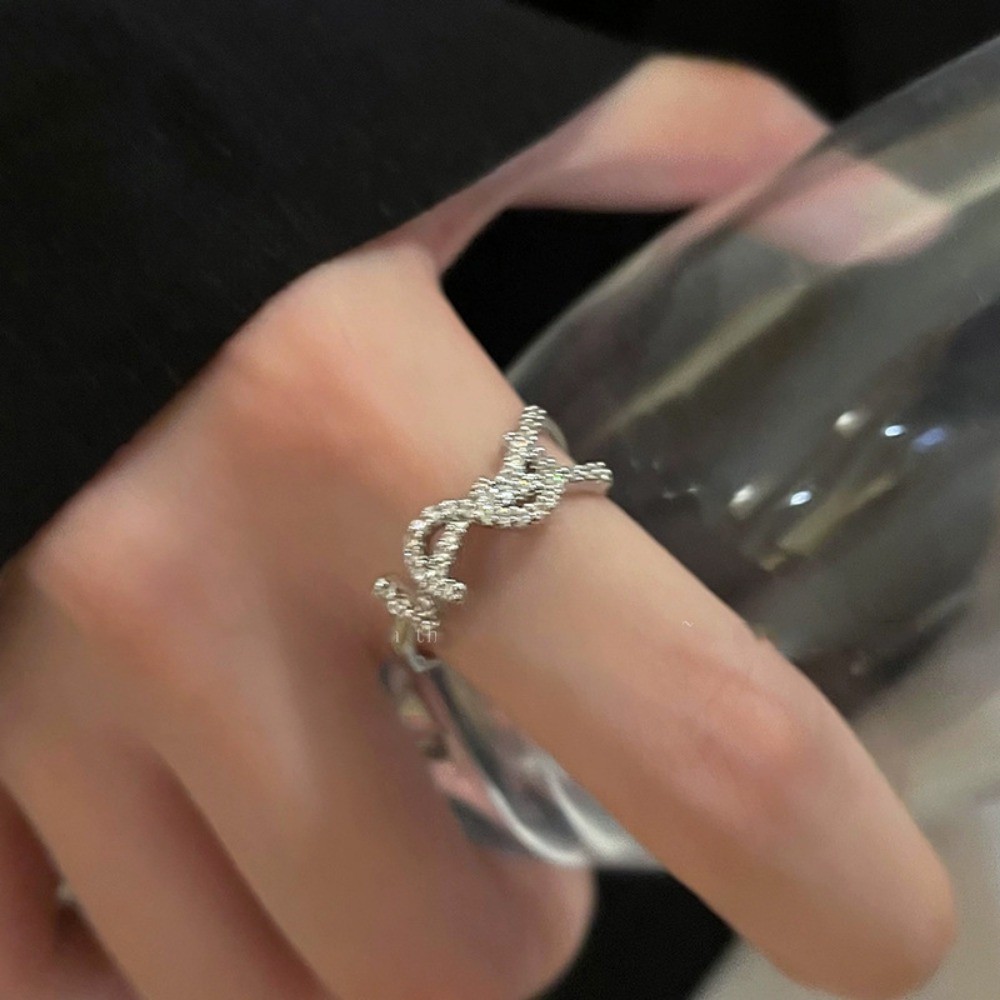 แหวนเปิดเพทาย JOJO COCO Letter สำหรับผู้หญิง สไตล์แฟชั่นน่ารัก - รูปที่ 3