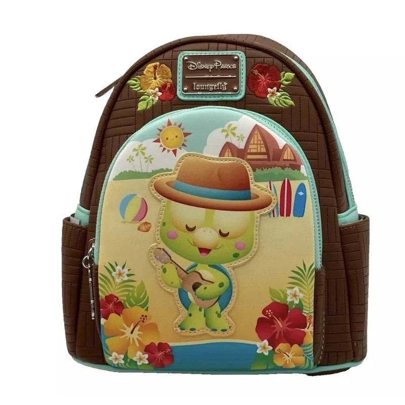 New Parks Mini กระเป๋าเป้สะพายหลัง Olu Mel เต่า Duffy พร้อมพวงกุญแจกระเป๋านักเรียน Loungefly อุปกรณ์