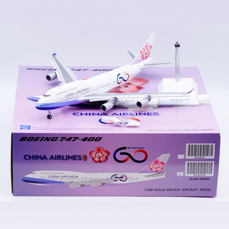 พร้อมส่ง เครื่องบิน JC Wing1: 200 โมเดลเครื่องบินโลหะผสม China Airlines ครบรอบ 60 ปี B747-400 B-1821