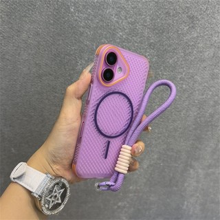 เคสโทรศัพท์ใหม่สําหรับ ไอโฟน 16 15 14 13 12 มือโปร สูงสุด 16 บวก กรณีพร้อมเชือกเส้นเล็กกันกระแทก สีโปร่งใสกระจายความร้อนแม่เหล็กระบายอากาศปลอก ไอโฟน ด้าน