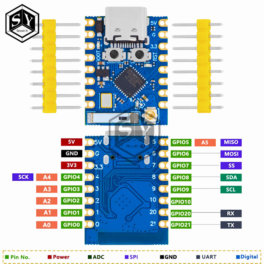 ESP32-C3 PRO MINI บอร์ดพัฒนาออนบอร์ด ESP32-C3FH4 ชิปโมดูล WiFi บลูทูธคณะกรรมการพัฒนา