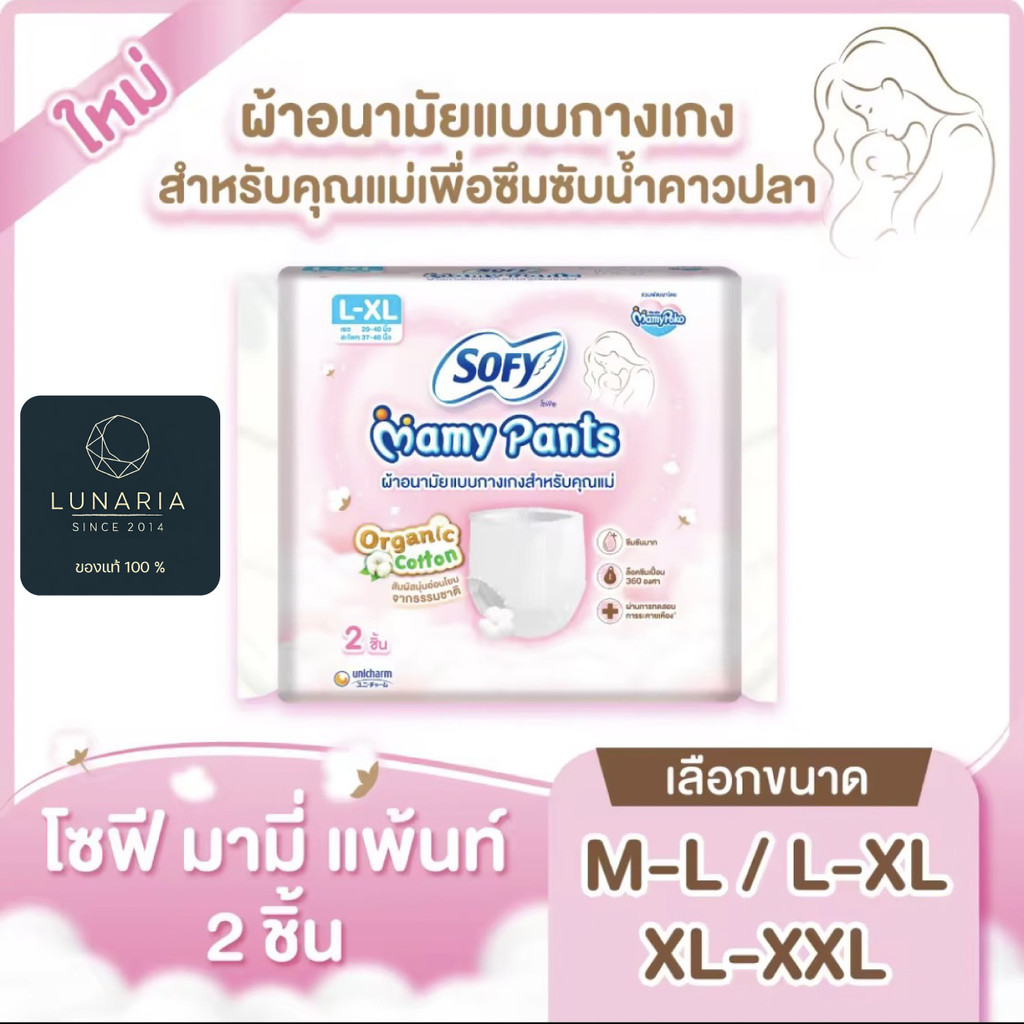 Sofy Mamy Pants Organic Cotton ผ้าอนามัยแบบกางเกงสำหรับคุณแม่ ซับน้ำคาวปลา 2 ชิ้น
