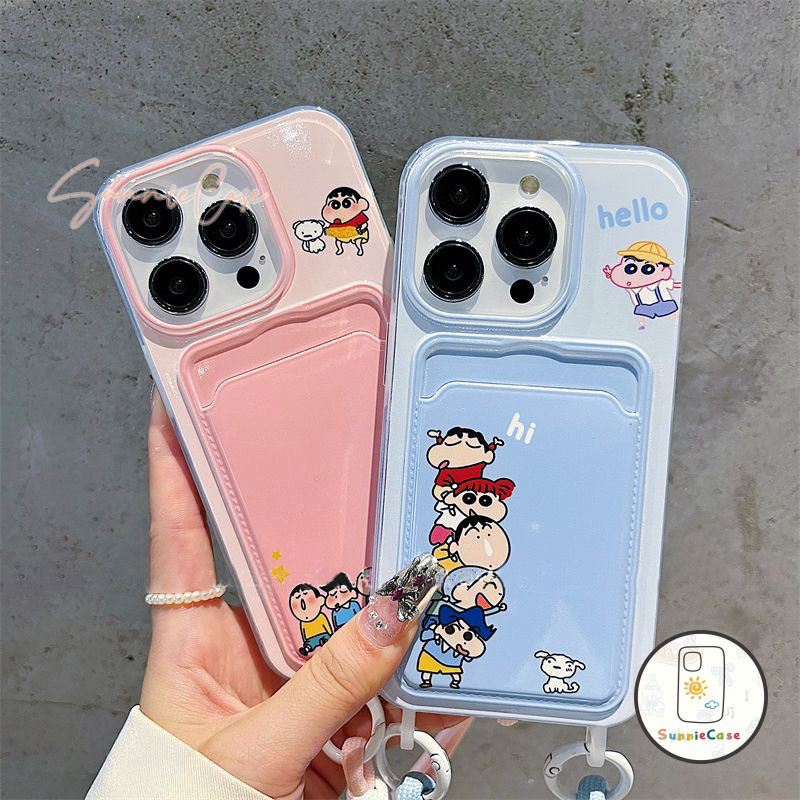 การ์ตูน เคสไอโฟน สายสะพาย เคส ชินจัง สำหรับ IPhone 11 15 13 12 16 14 Pro Max XS XR X 8Plus 7Plus Max 15 7 8  Plus SE เคส