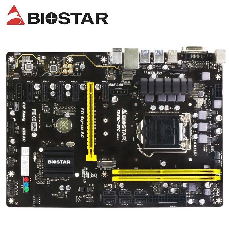 Biostar TB85 TB250-BTC TB250-BTC PRO 6GPU 6PCI-E 8GP 8PCI-E 12 GPU 12 PCI-E Professional การทําเหมือ