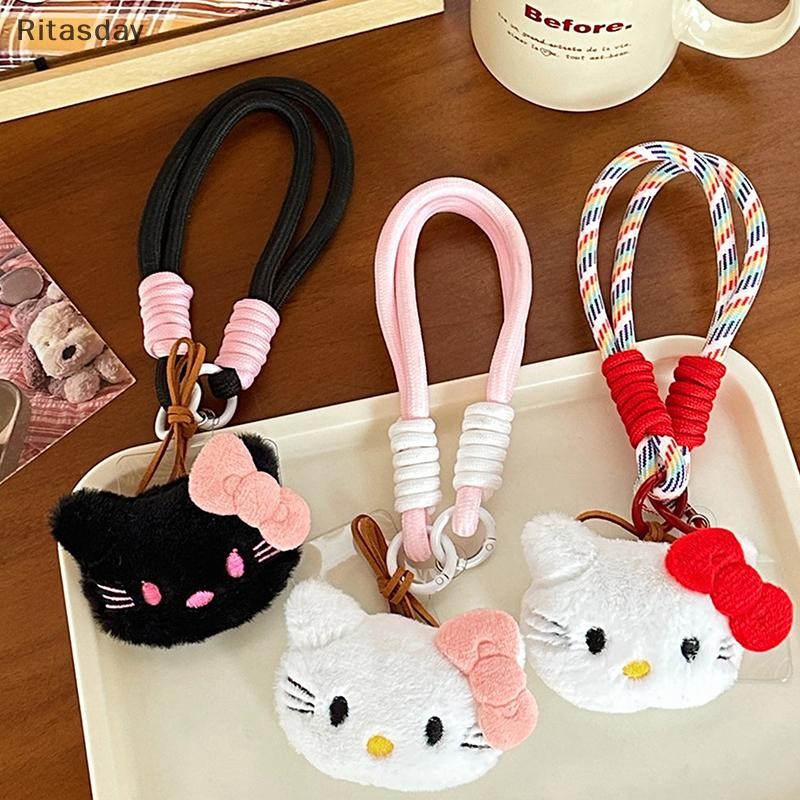 Ritasday Sanrio Plush Hello Kitty ตุ๊กตาเชือกสาวเคสโทรศัพท์ตกแต่งจี้กระเป๋าเป้สะพายหลังพวงกุญแจจี้อุปกรณ์อเนกประสงค์ใหม่