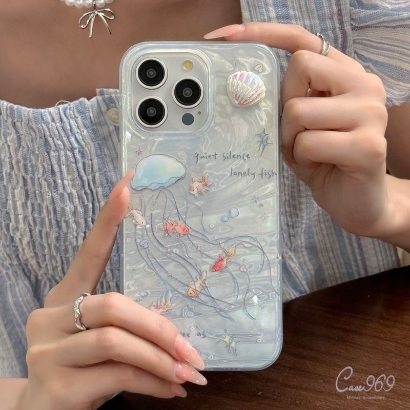 ปลาเล็กเปลือกหอยในโลกใต้ทะเล เคสไอโฟน IPhone 12 15 11 16 13 14 Pro Max 7Plus 7 8 15 16 14 6 Plus X XR XS Max SE