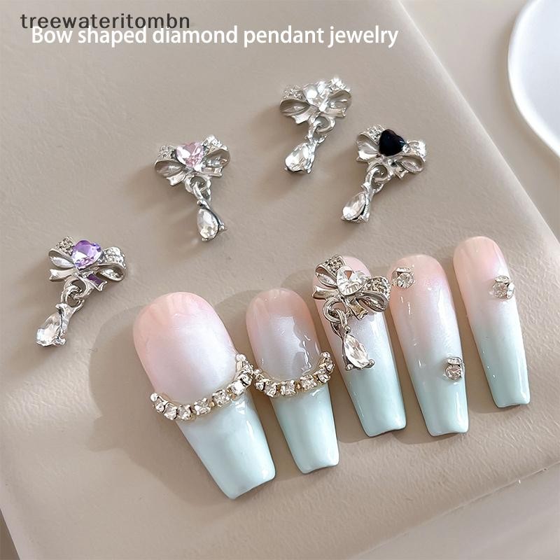 Tt 1pcs Luxury Kawaii Bow Nail Art Charms 3D ญี่ปุ่น Bow Tie เครื่องประดับเล็บ Rhinestone ตกแต่ง DIY Love จี้อุปกรณ์เสริม mbn