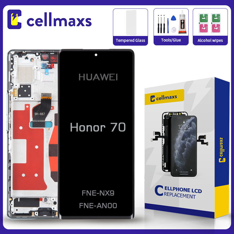 สําหรับhuawei Honor 70 FNE-NX9 FNE-AN00 เปลี่ยนหน้าจอสัมผัสLCDพร้อมกรอบ