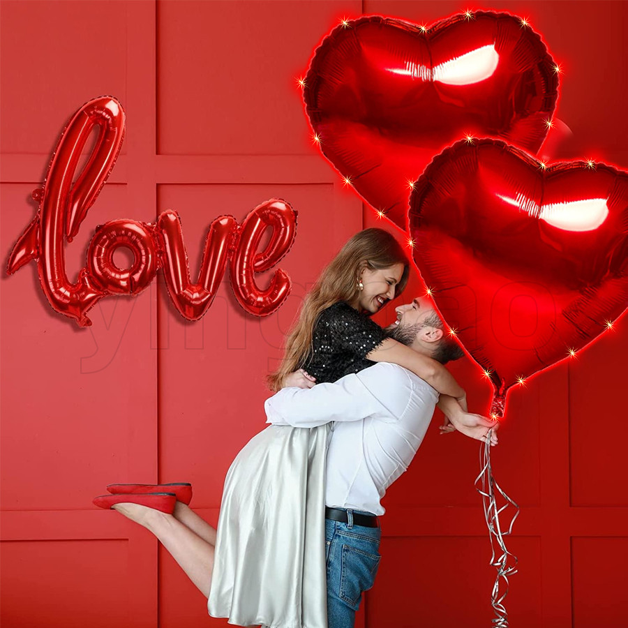 32นิ้ว นํา ขนาดใหญ่หัวใจสีแดงฟอยล์ลูกโป่งพองฮีเลียมบอลลูน ทําเอง เครื่องประดับงานเลี้ยงวันเกิดสําหรับวันวาเลนไทน์ของขวัญแต่งงาน - รูปที่ 7