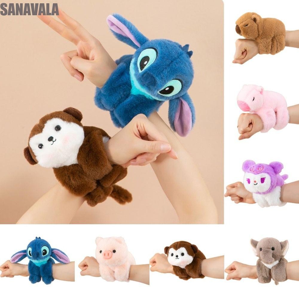 Sanavala Slap Bracelet Series, Capybara Rodent Kulomi Plush Doll Slap Bracelet, Capybara ตุ๊กตาของเล่นช้างจําลองลิง Capybara Plush สายรัดข้อมือตกแต่งบ้าน