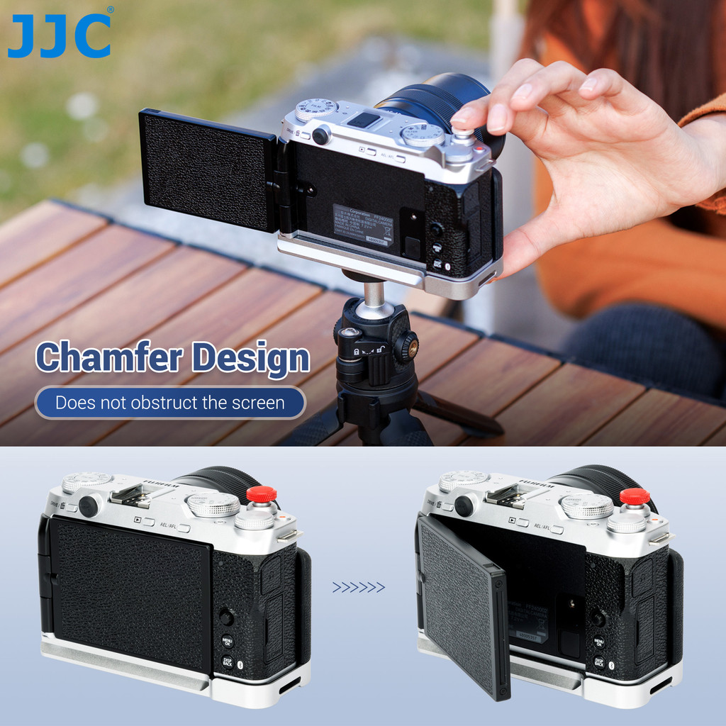 JJC XM5 ด้ามจับรูปตัว L กันลื่น Hand Grip สําหรับ Fuji Fujifilm X-M5 ด้ามจับกันลื่นแบบ Arca Type พร้อมซ็อกเก็ตเกลียวขาตั้งกล้องขนาด 1/4 "-20