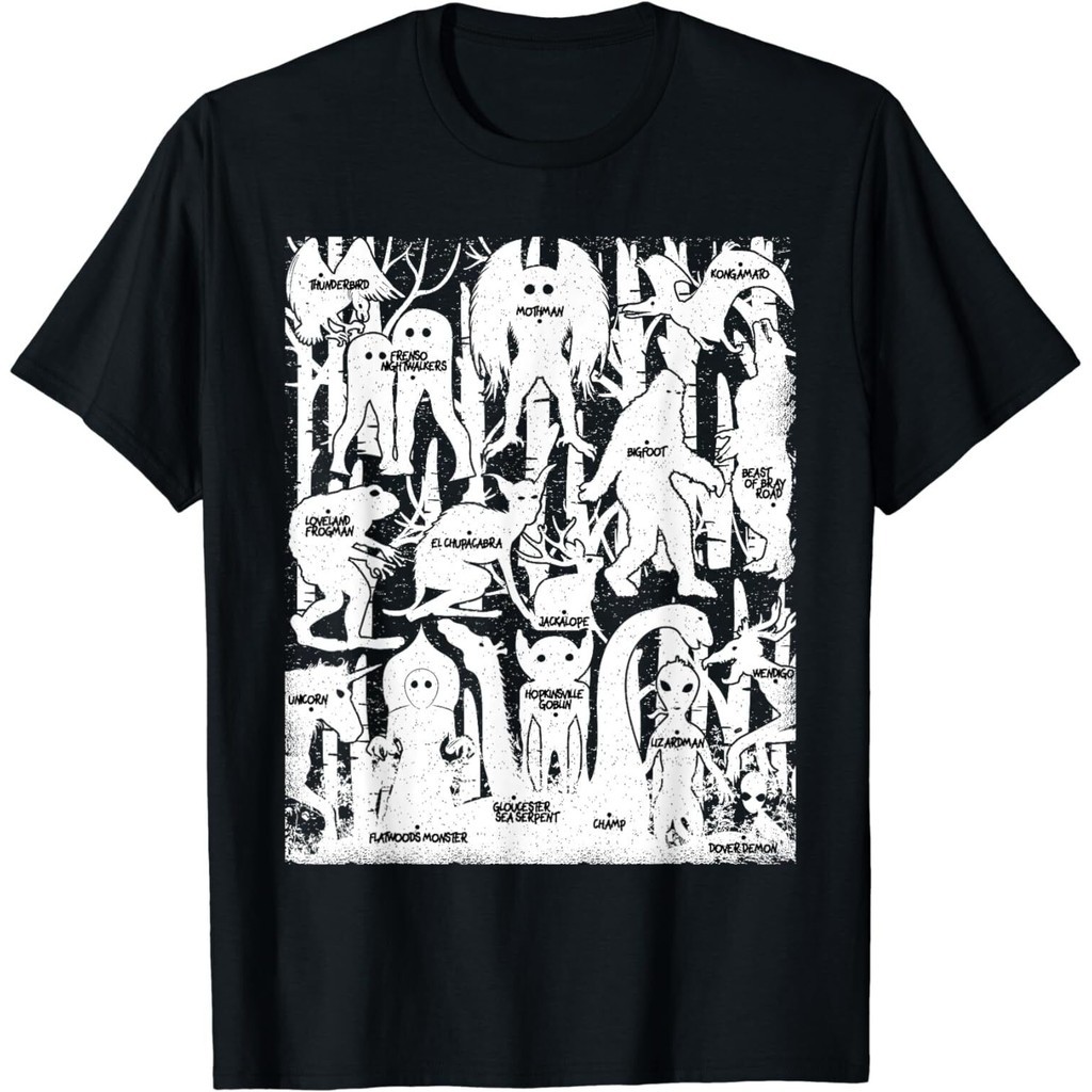 😆😆เสื้อยืด New Limited Bigfoots Mothman Dogman Wendigo และ Monsters Cryptid Tee S-5XL