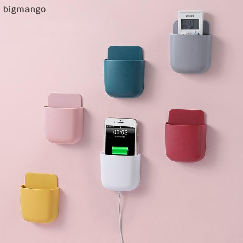 [bigmango] กล่องเก็บของติดผนังที่วางชาร์จโทรศัพท์มือถือขาตั้งแร็ครีโมทคอนโทรลจัดเก็บเคสสําหรับเครื่องปรับอากาศทีวีสต็อกใหม่