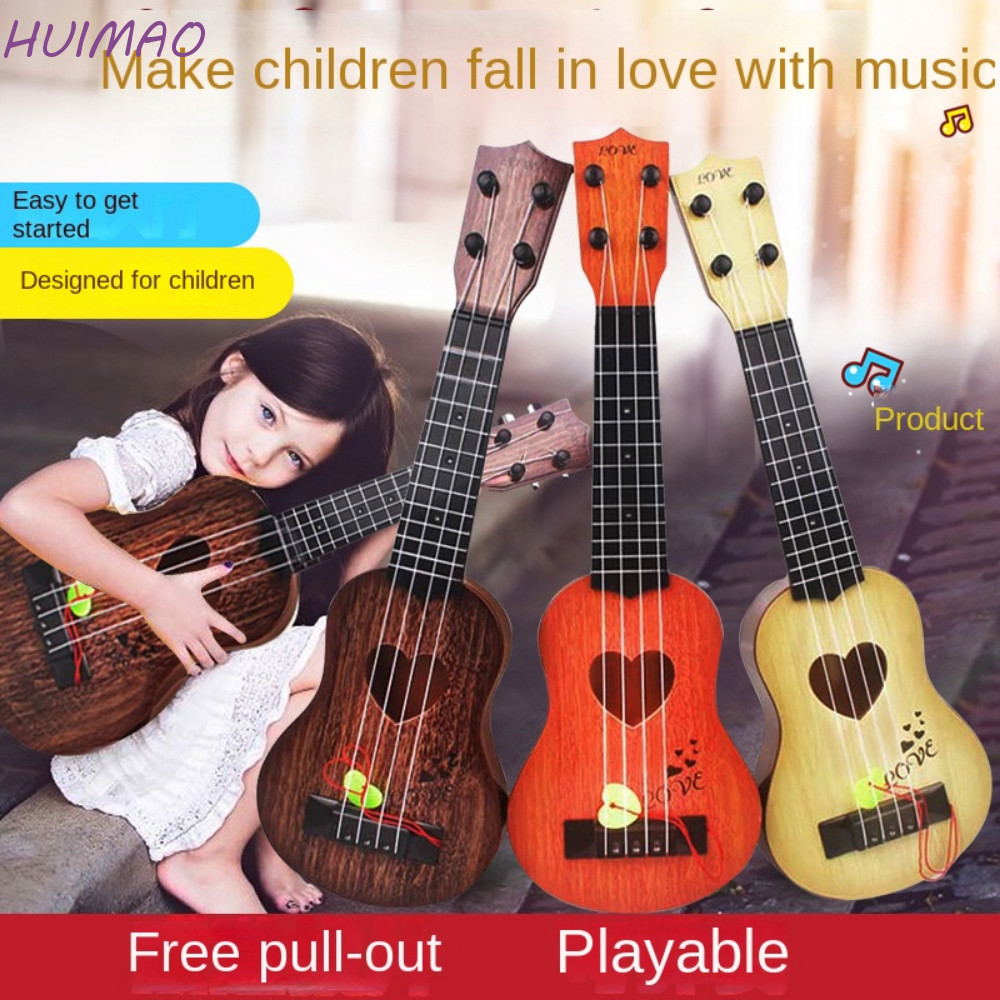 Huimao Ukulele เครื่องดนตรีของเล่น, 4 สายปรับ String Knob จําลอง Ukulele ของเล่น, ของเล่นความบันเทิง Yukrili ของเล่น Playable กีตาร์ขนาดเล็กคลาสสิกของเล่นเกมกลางแจ้ง