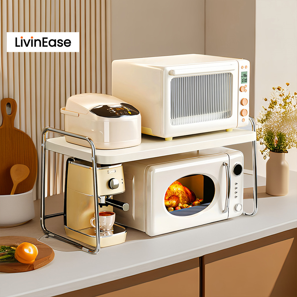 Livinease[sus304] 42/62cm ชั้นวางห้องครัว เตาอบไมโครเวฟ ชั้นวางของอเนกประสงค์