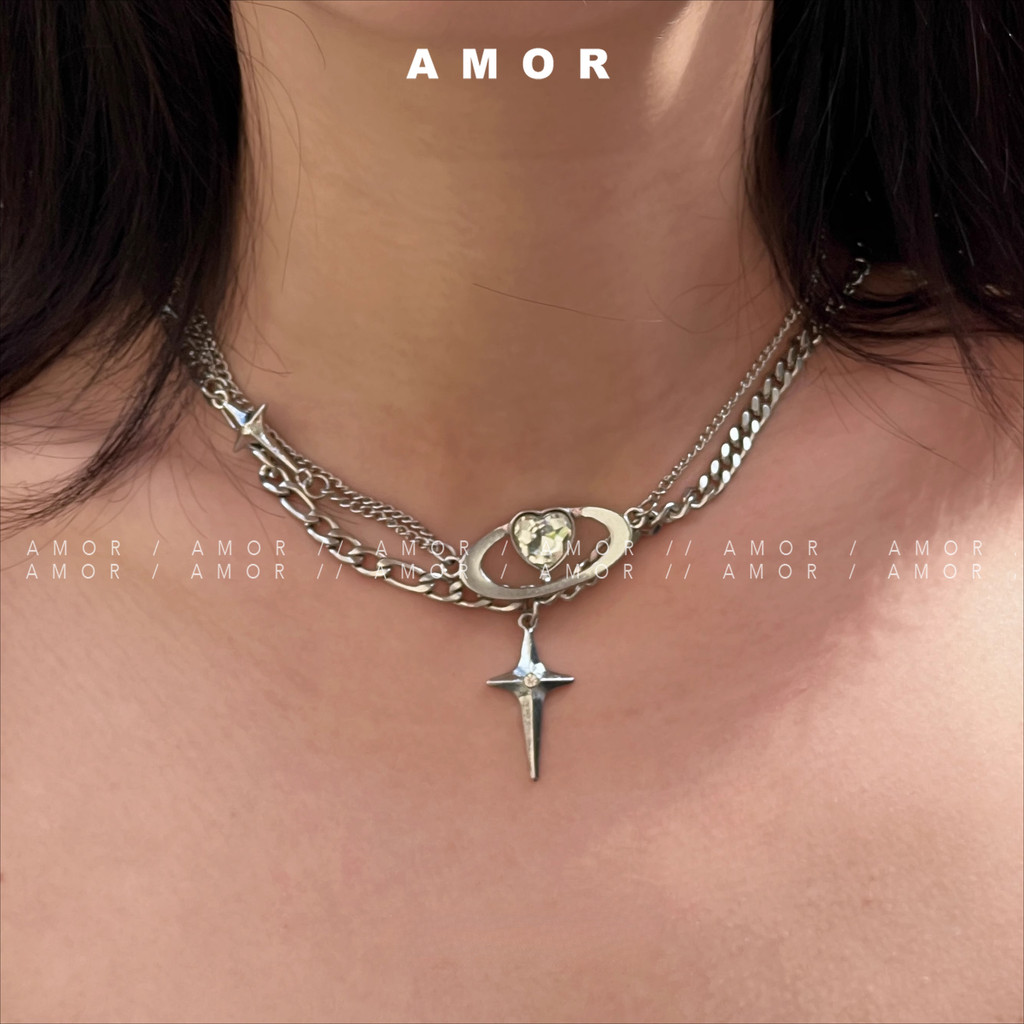 สร้อยคอ y2k สองชั้น ฮิปฮอป unisex