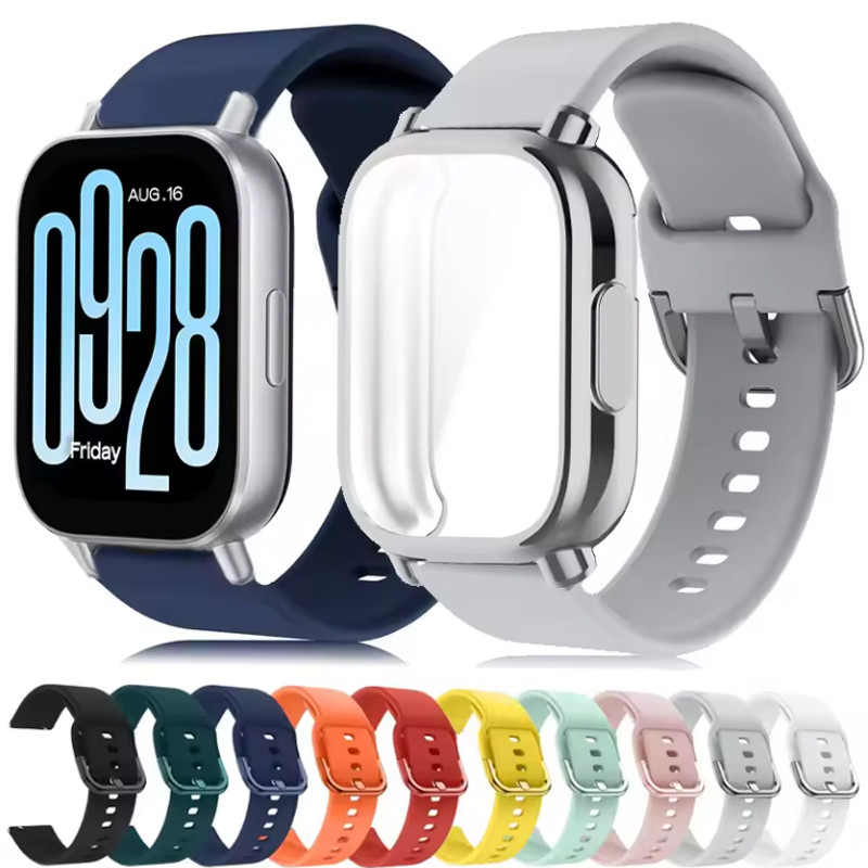สายรัดซิลิโคน + เคสสําหรับ Xiaomi Redmi Watch 5 active/5 Lite เต็มหน้าจอ TPU Soft Shell และ Breathable Sport Band