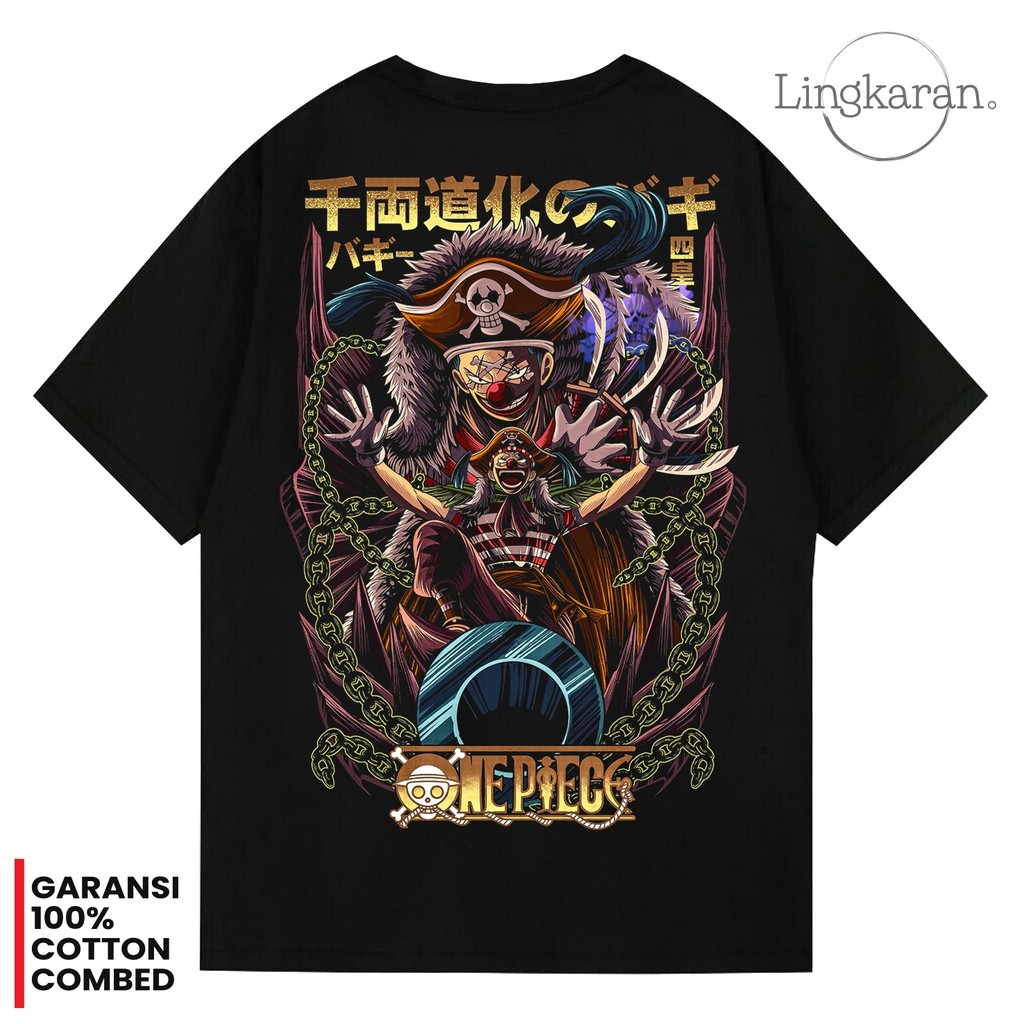 ต้นฉบับ DISTRO เสื้อยืด SUPER PREMIUM COMBED COTTON ANIME ONE PIECE 012 BUGGY ผู้ชายและผู้หญิง TOPS