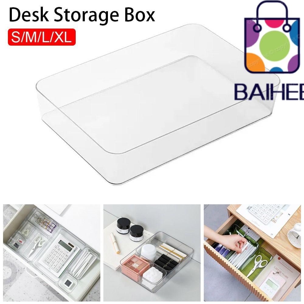 Baihee 1 ชิ้นโต๊ะจัดเก็บ,สี่เหลี่ยมโปร่งใสแต่งหน้ากล่อง,S/M/L/XLลิ้นชักตารางพลาสติกเครื่องประดับคอนเทนเนอร์