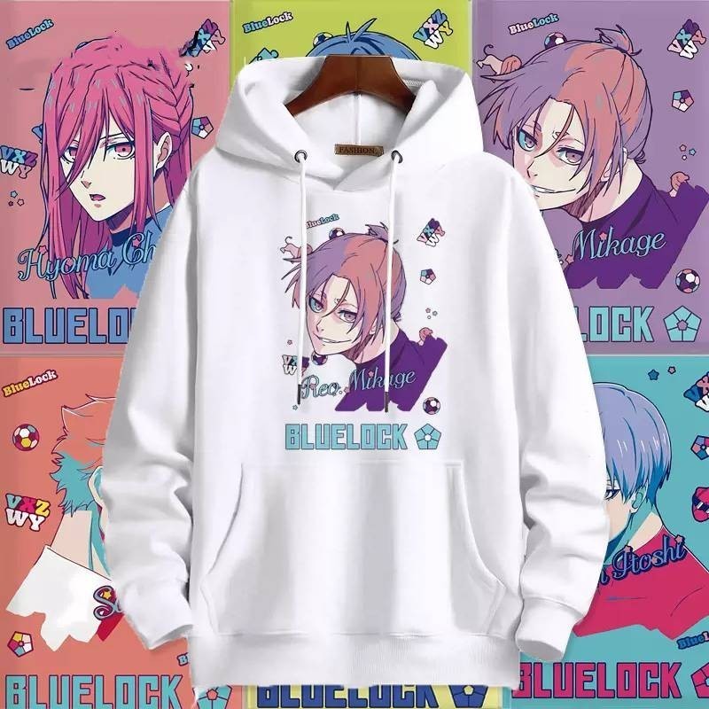 ผ้าฝ้าย Hoodie Blue Lock Mikage Reo Nagi Seishiro Hoodie อะนิเมะเสื้อกันหนาว Unisex แขนยาวคอสเพลย์ เสื้อสวมหัว M-3XL