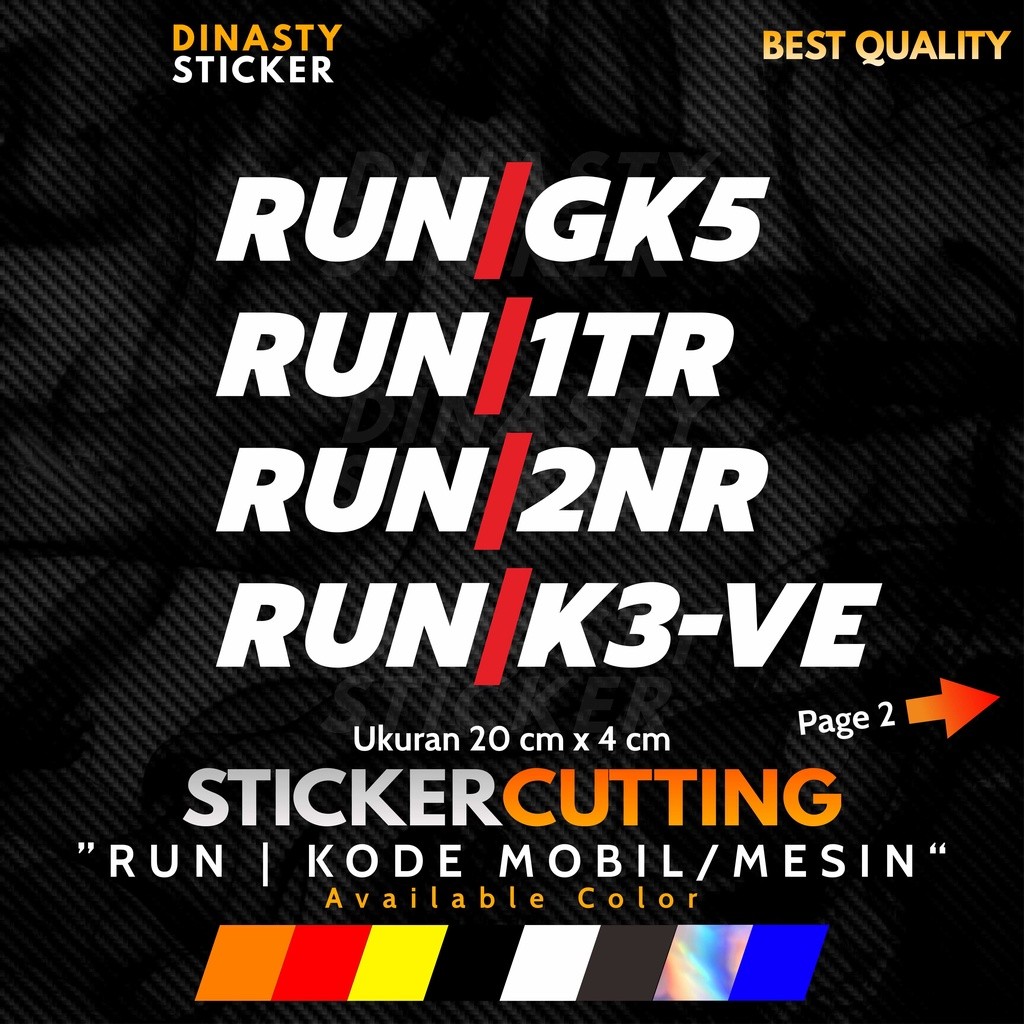 MESIN VIRAL CUTTING STICKER RUN รหัสรถ / ENGINE RUN GK5 GD7 GE8 1TR 2KD K3 VE 2KD EG9 SH3 2NR JAZZ I