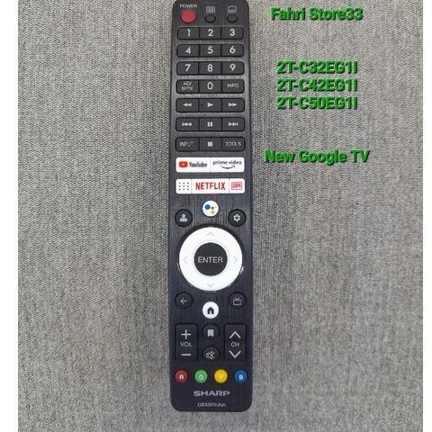 Sharp Android TV Remote (Google TV) 100% GB326WJNA Voice Asistent 2t-c32eg1i 2t-c42eg1i 2t-c50eg1i 4
