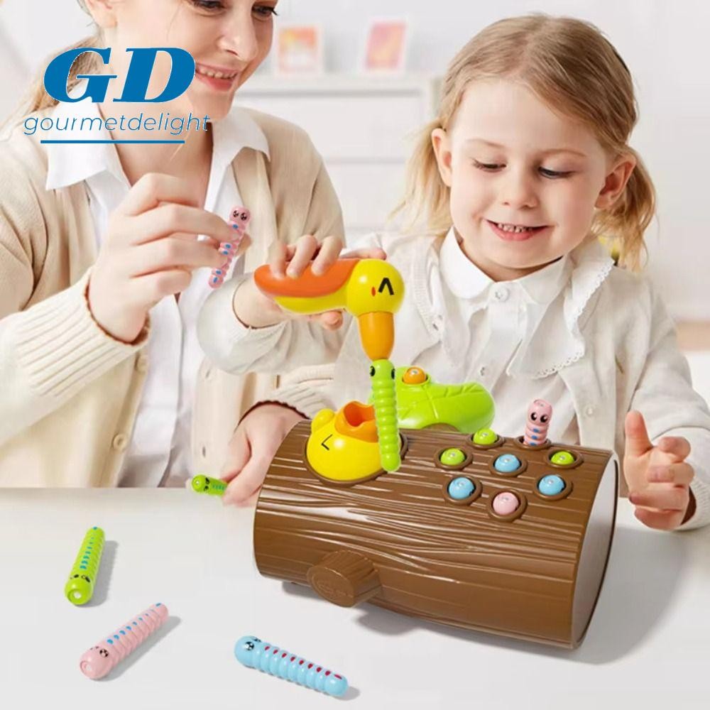 Gourmetdelight ของเล่นปลานกหัวขวานพลาสติก Montessori จับหนอนของเล่น, เกมแม่เหล็กเกมให้อาหารนก Fine Motor Skill ของเล่นเด็ก Bug จับเกมขนาดเล็ก