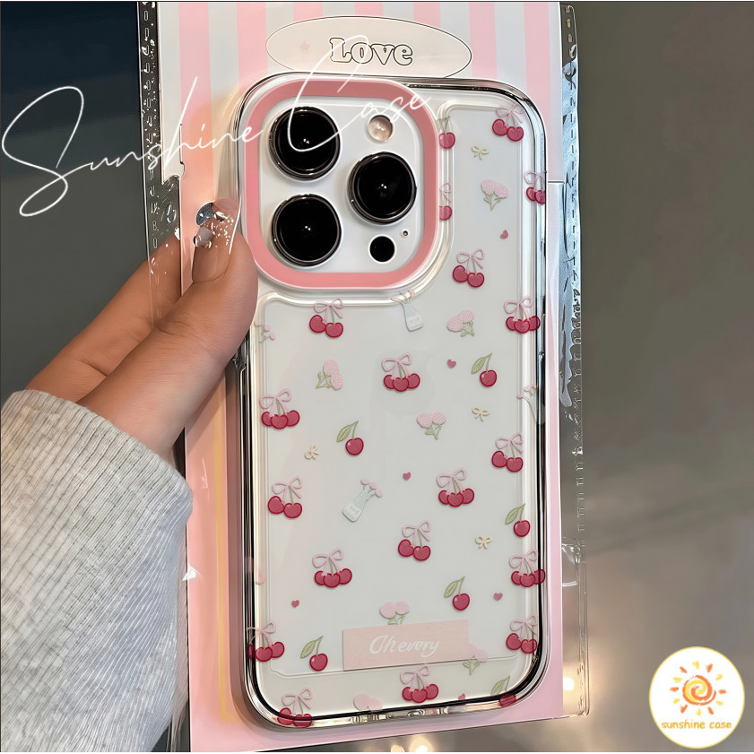 🔥GOOD🔥เชอร์รี่สีชมพู น่ารัก เคสนิ่มเต็มกล้อง 14 15 12 Pro Max 7Plus 13 11 16 Pro Max For Iphone 7 14 15 8 XR X XS Max - รูปที่ 5