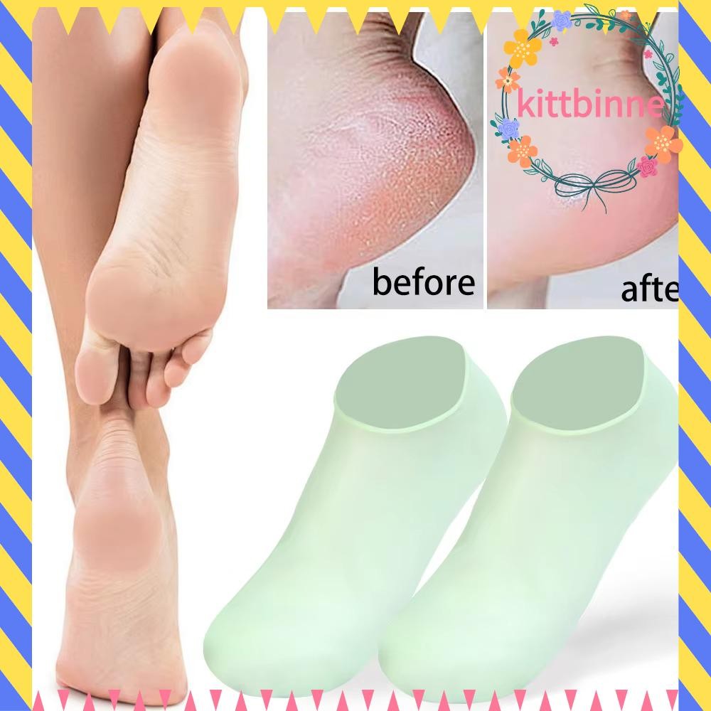 Kittbinne823ซิลิโคนถุงเท้าเท้าให้ความชุ่มชื้น,สปานวดบรรเทาอาการปวดถุงเท้าดูแลเท้า,เครื่องมือดูแลเท้านํากลับมาใช้ใหม่ป้องกันการแตกร้าวป้องกันแห้งเจลให้ความชุ่มช