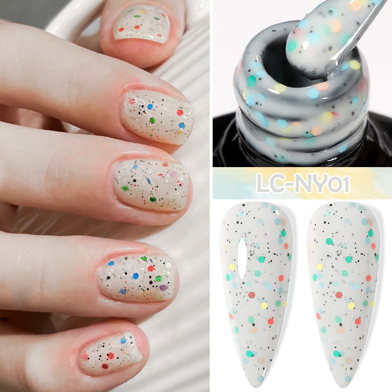 Macaron ครีมเจลยาทาเล็บสําหรับฤดูร้อนเล็บ Glitter Sequins กึ่งถาวรเล็บเจลเคลือบเงา Soak Off เล็บ