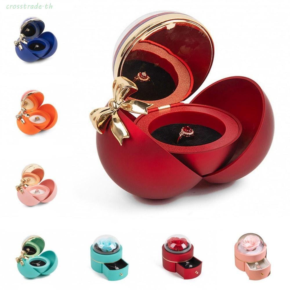 ครอสทราเด กล่องเครื่องประดับโบว์แม่เหล็ก,กล่องของขวัญดอกกุหลาบนิรันดร์กล่องแหวนนิ้ว,สร้างสรรค์หมั้นแหวนกล่องเก็บเครื่องประดับกันฝุ่นแต่งงานส